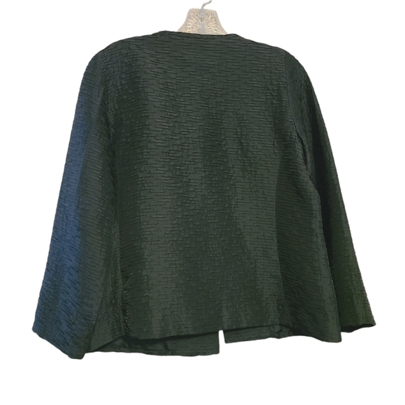 Eileen Fisher Petite | Women's 100% Silk Black Crepe Blazer Jacket (Size Small) - Picture 14 of 14